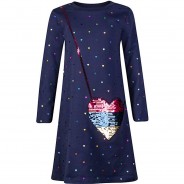 Preisvergleich für Kleider & Röcke: Kinder Jerseykleid dunkelblau Gr. 116 Mädchen Kinder