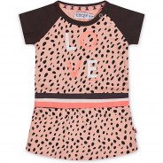 Preisvergleich für Kleider & Röcke: Kinder Jerseykleid rosa/grau Gr. 98 Mädchen Kleinkinder