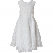 Preisvergleich für Kleider & Röcke: Kinder Kleid creme Gr. 146 Mädchen Kinder