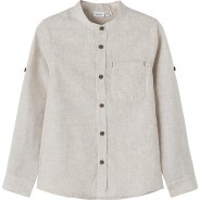 Preisvergleich für Oberteile: Kinder Langarmhemd NKMFISH, Organic Cotton braun Gr. 122/128 Jungen Kinder