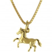 Preisvergleich für Accessoires für Kinder: Kinder Pferdchen-Anhänger Gold 333/8K + vergoldete Silberkette Halsketten Gr. one size