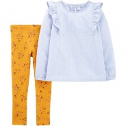 Preisvergleich für Hosen: Kinder Set Langarmbluse + Leggings blau/gelb Gr. 92 Mädchen Kleinkinder