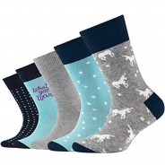 Preisvergleich für Strumpfwaren: Kinder Socken, 5er Pack - Mädchen, Ringel-Sterne-Einhorn, Bio-Baumwolle Socken  mehrfarbig Gr. 31-34 Mädchen Kinder