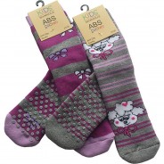 Preisvergleich für Strumpfwaren: Kinder Söckchen 2 Paar mit ABS-Sohle Socken Kinder lila Gr. 31-34  Kinder