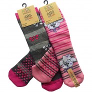 Preisvergleich für Strumpfwaren: Kinder Söckchen 2 Paar mit ABS-Sohle Socken Kinder pink Gr. 23-26  Kinder