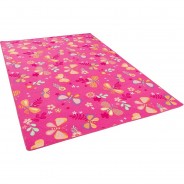 Preisvergleich für Heimtextilien: Kinder Spiel Teppich Schmetterling Spielteppiche pink Gr. 100 x 100
