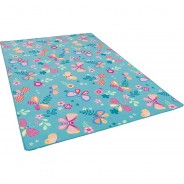 Preisvergleich für Heimtextilien: Kinder Spiel Teppich Schmetterling Spielteppiche türkis Gr. 140 x 200