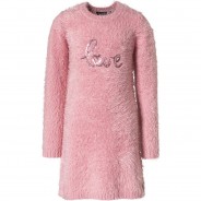 Preisvergleich für Kleider & Röcke: Kinder Strickkleid rosa Gr. 128 Mädchen Kinder