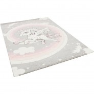 Preisvergleich für Heimtextilien: Kinder Teppich Maui Kids Pastell Einhorn Spielteppiche grau Gr. 140 x 200