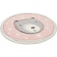 Preisvergleich für Heimtextilien: Kinder Teppich Maui Kids Pastell Rosa Bär Rund Spielteppiche rosa Gr. 200