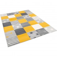 Preisvergleich für Heimtextilien: Kinder und Jugend Teppich Samba Karo Sterne Teppiche gelb/grau Gr. 160 x 230