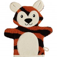 Preisvergleich für Heimtextilien: "Kinder-Waschhandschuh 2-in-1 ""Tiger"" Frottier" orange/schwarz