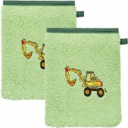 Preisvergleich für Heimtextilien: Kinder-Waschhandschuh 2er-Pack Frottier grün Gr. 15 x 21