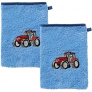 Preisvergleich für Heimtextilien: Kinder-Waschhandschuh 2er-Pack Frottier hellblau Gr. 15 x 21