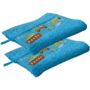 Preisvergleich für Heimtextilien: Kinder-Waschhandschuh 2er-Pack Frottier türkis Gr. 16 x 21
