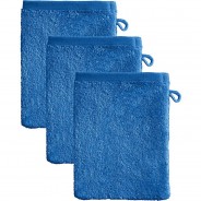 Preisvergleich für Heimtextilien: Kinder-Waschhandschuh 3er-Pack Frottier blau Gr. 15 x 21