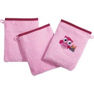 Preisvergleich für Heimtextilien: Kinder-Waschhandschuh 3er-Pack Frottier rosa Gr. 15 x 21