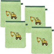 Preisvergleich für Heimtextilien: Kinder-Waschhandschuh 4er-Pack Frottier grün Gr. 15 x 21