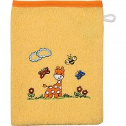 Preisvergleich für Heimtextilien: "Kinder-Waschhandschuh ""Giraffe"" Frottier Giraffe gelb" Gr. 15 x 20