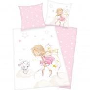 Preisvergleich für Heimtextilien: "Kinder-Wendebettwäsche ""Little Fairy"" Flanell" rosa/weiß Gr. 135 x 200 + 80 x 80