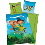 Preisvergleich für Heimtextilien: "Kinder-Wendebettwäsche ""Petronella Apfelmus"" Renforcé" blau/grün Gr. 135 x 200 + 80 x 80