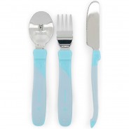 Preisvergleich für Essen & Trinken: Kinderbesteck Edelstahl, blau, 3-tlg.