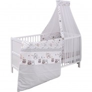 Preisvergleich für Kinderbetten: Kinderbett komplett, Kiefer weiß, teilmassiv, Eule mit Sternen, 70x140cm weiß Modell 1 Gr. 70 x 140