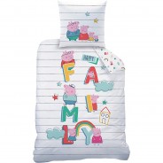Preisvergleich für Heimtextilien: Kinderbettwäsche Peppa Pig Family, Baumwolle, 135 x 200 + 80 x 80 cm