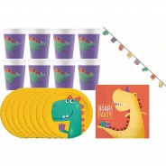 Preisvergleich für Partydekoration: Kinderparty-Set Dinosaurier - Kindergeburtstags-Set (37-teilig) mehrfarbig