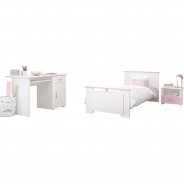 Preisvergleich für Kinder- & Jugendzimmer: "Kinderzimmer-Set ""Biotiful 15"" 3-tlg Weiß-Rosa" rosa/weiß