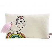 Preisvergleich für Heimtextilien: Kissen Einhorn Theodor aus Plüsch, rechteckig 43x25cm (40112) Gr. 43 x 25