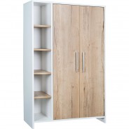 Preisvergleich für Aufbewahren: Kleiderschrank Eco Plus 2-trg. mit Seitenregal, weiß/Halifax Eiche holzfarben