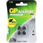 Preisvergleich für Zubehör Kinderelektronik: Knopfzelle GP Alkaline LR44, 76A, 1,5 Volt, 4er Blister