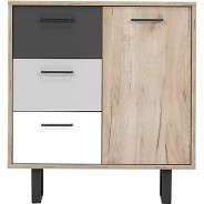 Preisvergleich für Aufbewahren: "Kommode ""Milo"", Grey Craft Oak / Farbmix, 3 Schubkästen" braun-kombi