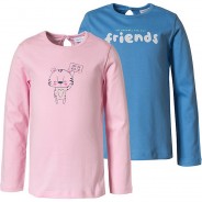 Preisvergleich für Oberteile: Langarmshirt Doppelpack  azurblau Gr. 74/80 Mädchen Kinder