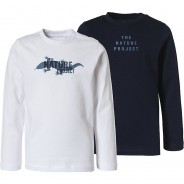 Preisvergleich für Oberteile: Langarmshirt Doppelpack  blau Gr. 140 Jungen Kinder