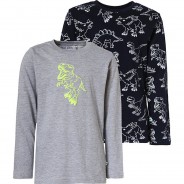 Preisvergleich für Oberteile: Langarmshirt Doppelpack  blau/grau Gr. 116 Jungen Kinder