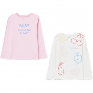 Preisvergleich für Oberteile: Langarmshirt Doppelpack  pink Gr. 110 Mädchen Kinder