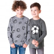 Preisvergleich für Oberteile: Langarmshirt Doppelpack  von ZAB kids grau Gr. 140/146 Jungen Kinder