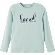 Preisvergleich für Oberteile: Langarmshirt NKFKILOTTE , Organic Cotton blau Gr. 122/128 Mädchen Kinder