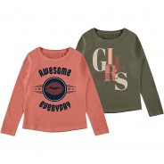 Preisvergleich für Oberteile: Langarmshirt NKFVEEN Doppelpack , Organic Cotton apricot Gr. 146/152 Mädchen Kinder