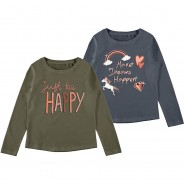 Preisvergleich für Oberteile: Langarmshirt NKFVEEN Doppelpack , Organic Cotton grau Gr. 122/128 Mädchen Kinder