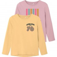Preisvergleich für Oberteile: Langarmshirt NKFVIX Doppelpack  helllila Gr. 122/128 Mädchen Kinder