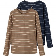 Preisvergleich für Oberteile: Langarmshirt NKMVALENTIN Doppelpack , Organic Cotton dunkelblau Gr. 158/164 Jungen Kinder