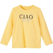Preisvergleich für Oberteile: Langarmshirt NMFBILLIE , Organic Cotton gelb Gr. 104 Mädchen Kleinkinder