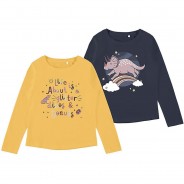Preisvergleich für Oberteile: Langarmshirt NMFVEEN Doppelpack  blau Gr. 98 Mädchen Kleinkinder