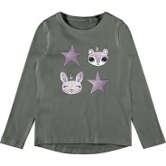 Preisvergleich für Oberteile: Langarmshirt NMFVIX  anthrazit Gr. 104 Mädchen Kleinkinder