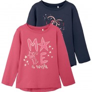 Preisvergleich für Oberteile: Langarmshirt NMFVIX Doppelpack  pink Gr. 122/128 Mädchen Kinder