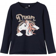 Preisvergleich für Oberteile: Langarmshirt NMFVIX , Organic Cotton dunkelblau Gr. 98 Mädchen Kleinkinder