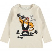 Preisvergleich für Oberteile: Langarmshirt NMMNABI , Organic Cotton offwhite Gr. 110 Jungen Kleinkinder